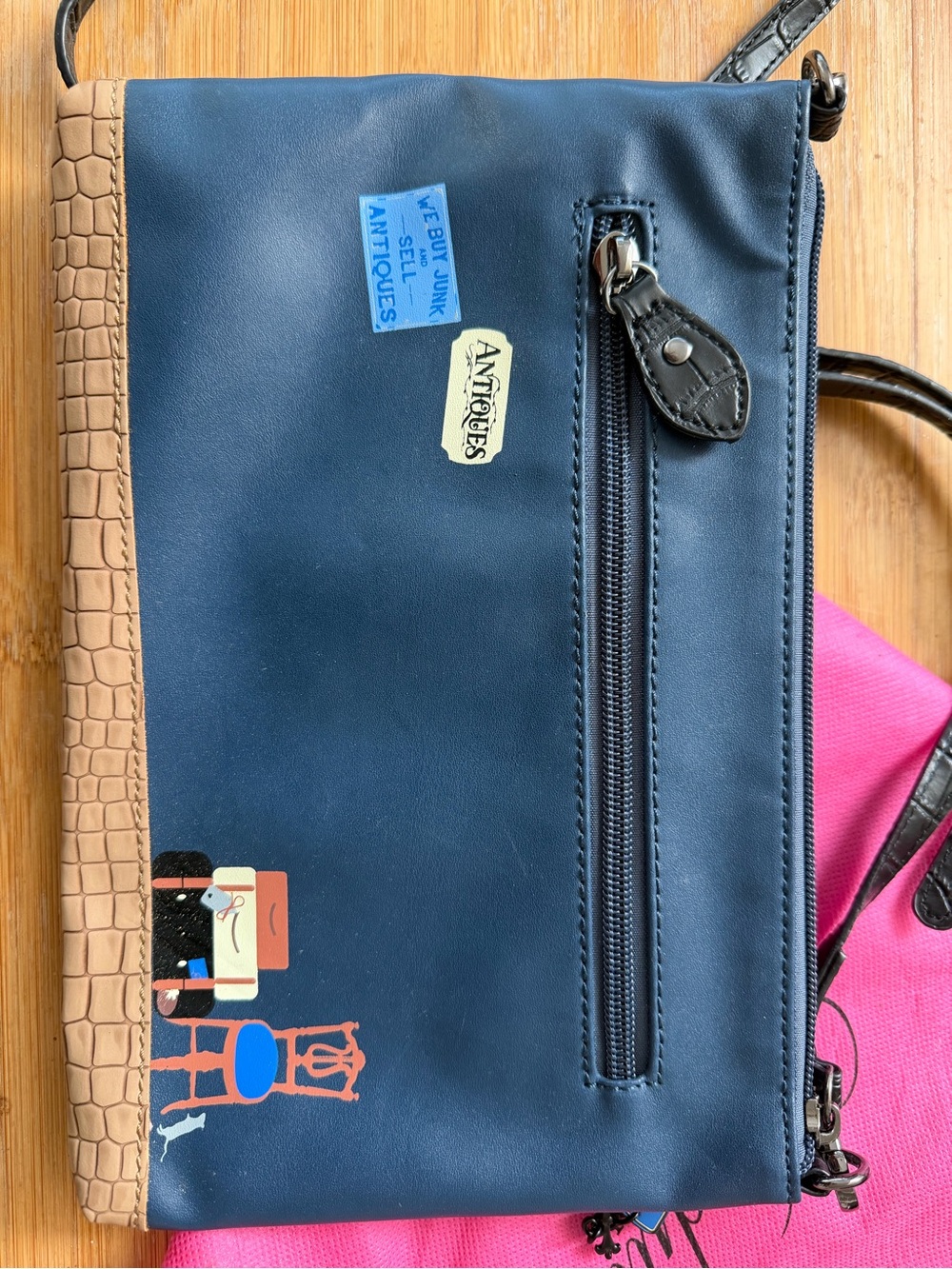 Vendula London Antique Shopfront Crossbody Bag in Navy - Picture 3 of 4